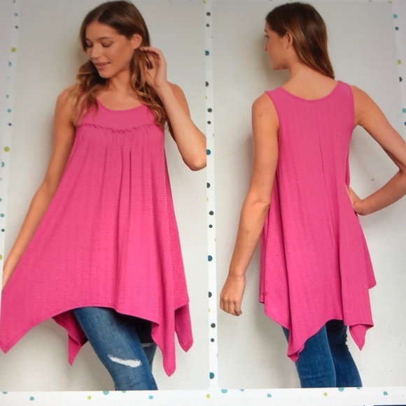 A Girl Thing Tops - LAST ONE!! Beautiful Spring Pink Shark Bite Tunic